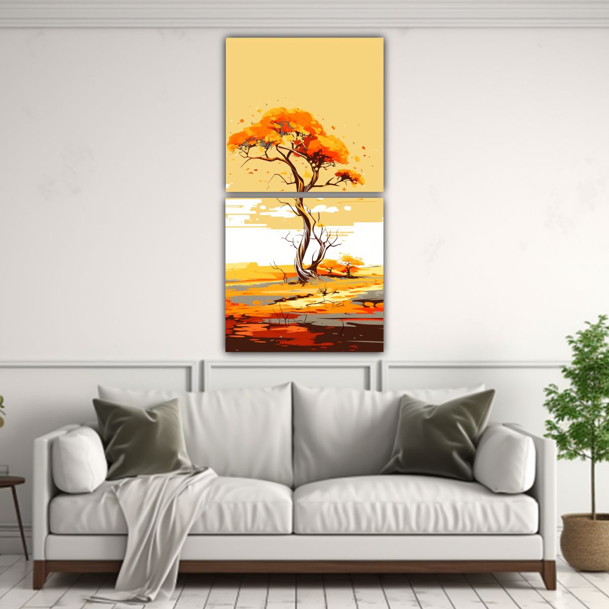 GENERICO - Pintura De Decoración Temática De Dos Lienzos 80x160 Cm