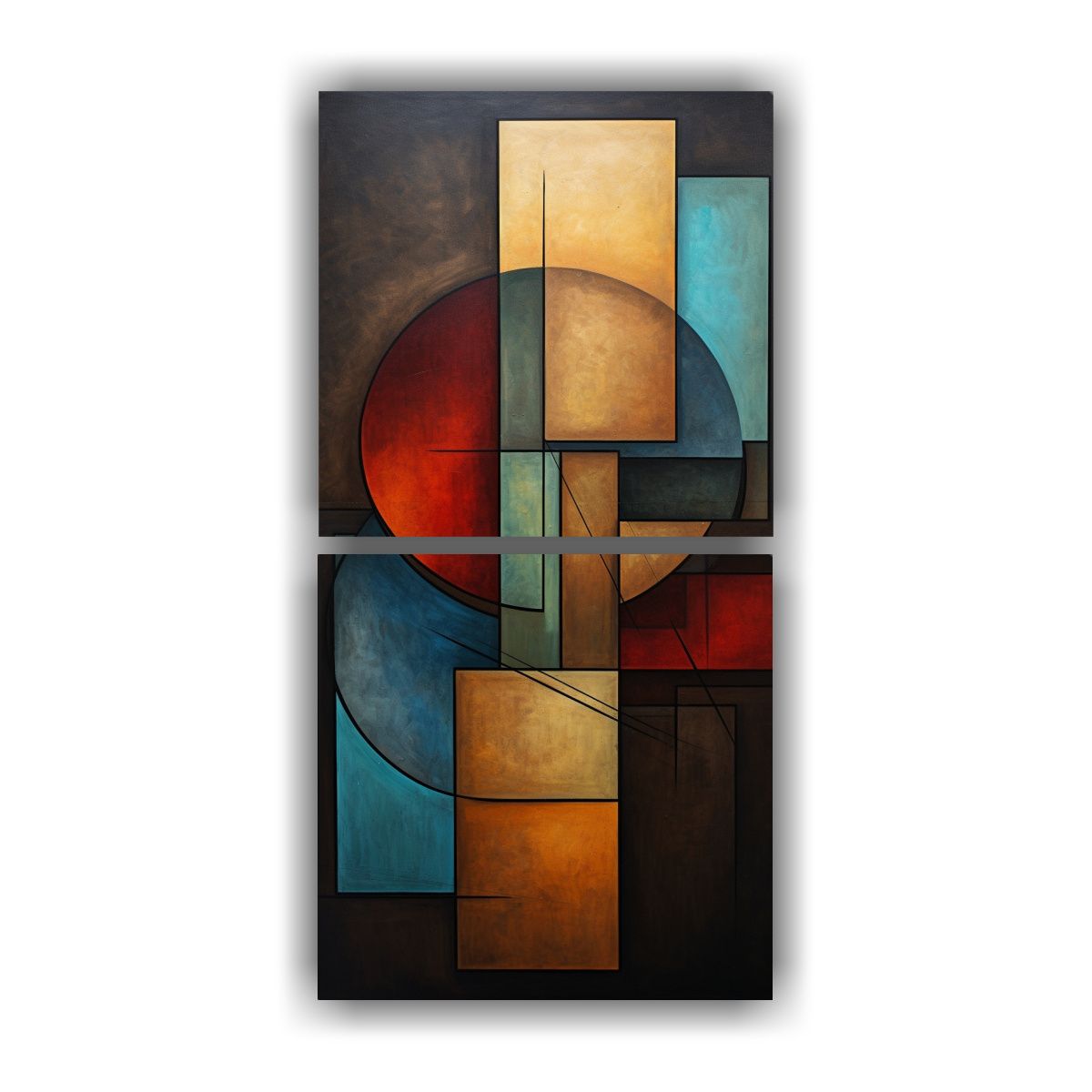 GENERICO - Cuadro Abstracto Geométrico De Colores 70x140 Cm