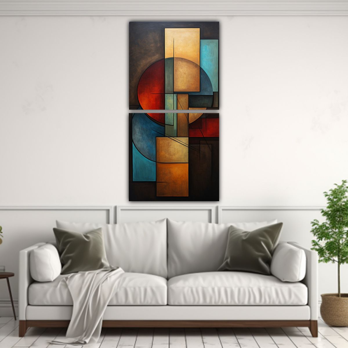 GENERICO - Cuadro Abstracto Geométrico De Colores 70x140 Cm
