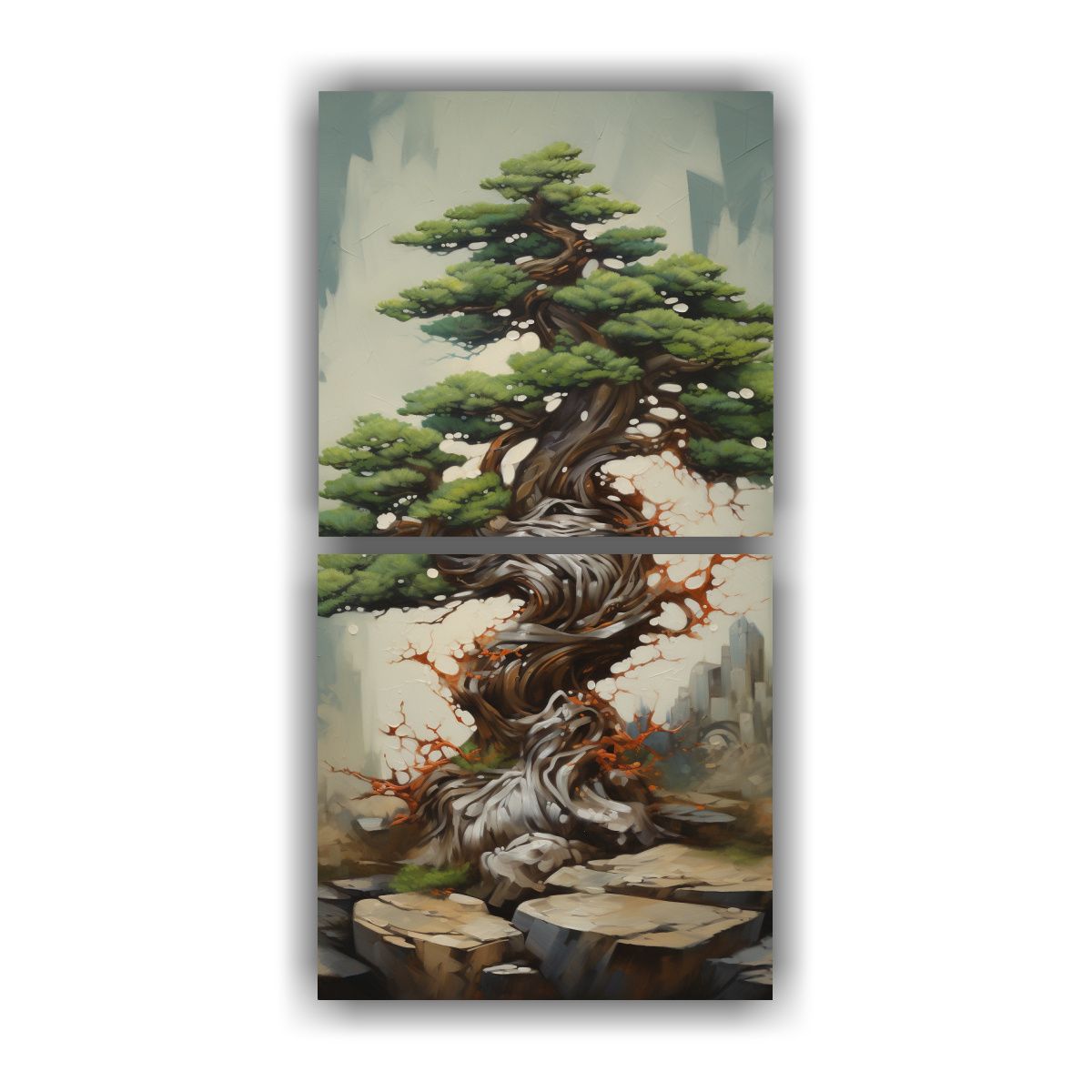 GENERICO - Pintura Abstracta Innovadora De árbol Bonsái De 70x140 Cm
