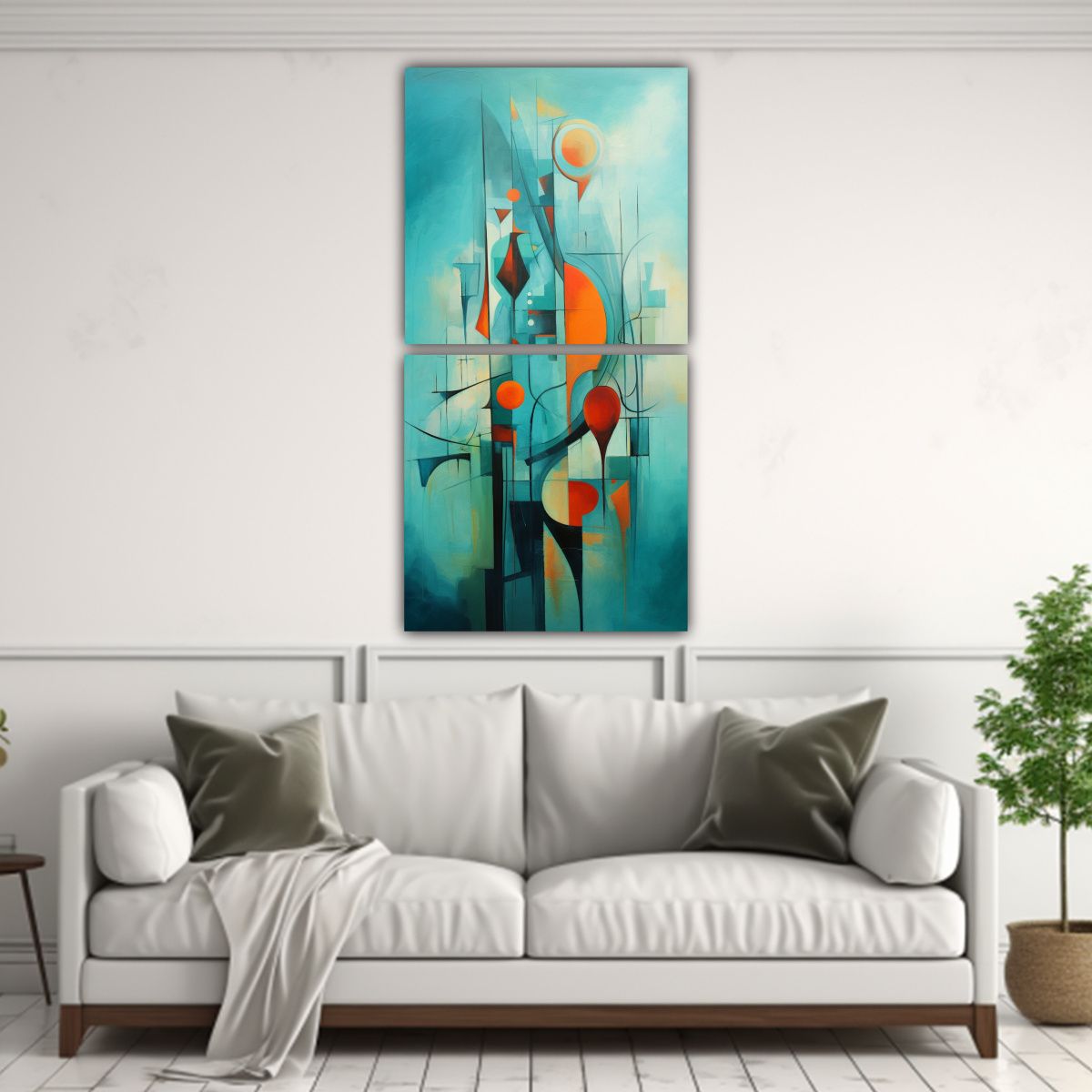 GENERICO - Cuadro Abstracto Turquesa Con Intensa Elegancia 80x160 Cm