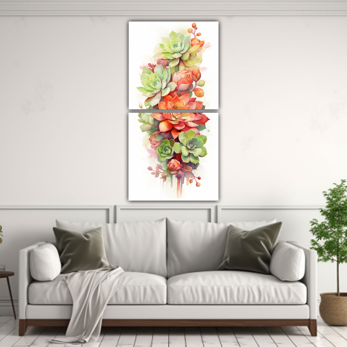 GENERICO - Pintura Abstracta Original De Suculentas En 70x140 Cm