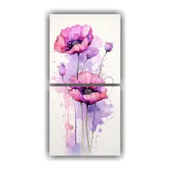 GENERICO - Pintura Abstracta Acuarela Flores Amapolas 80x160 Cm