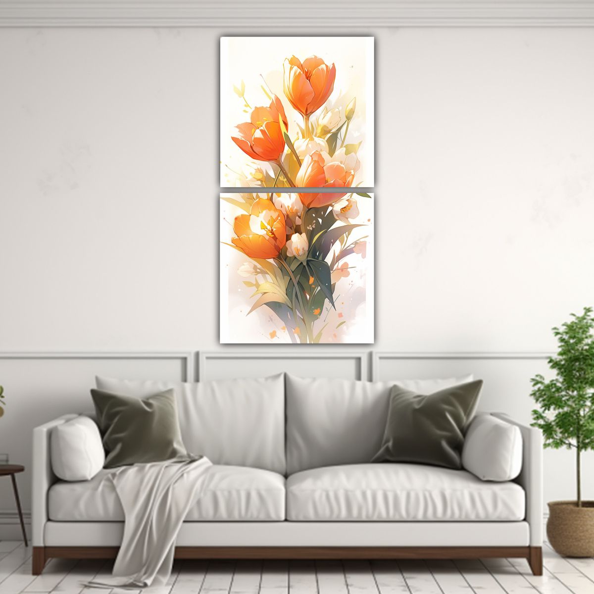 GENERICO - Pintura Decorativa Inspiradora De Tulipanes En 80x160 Cm