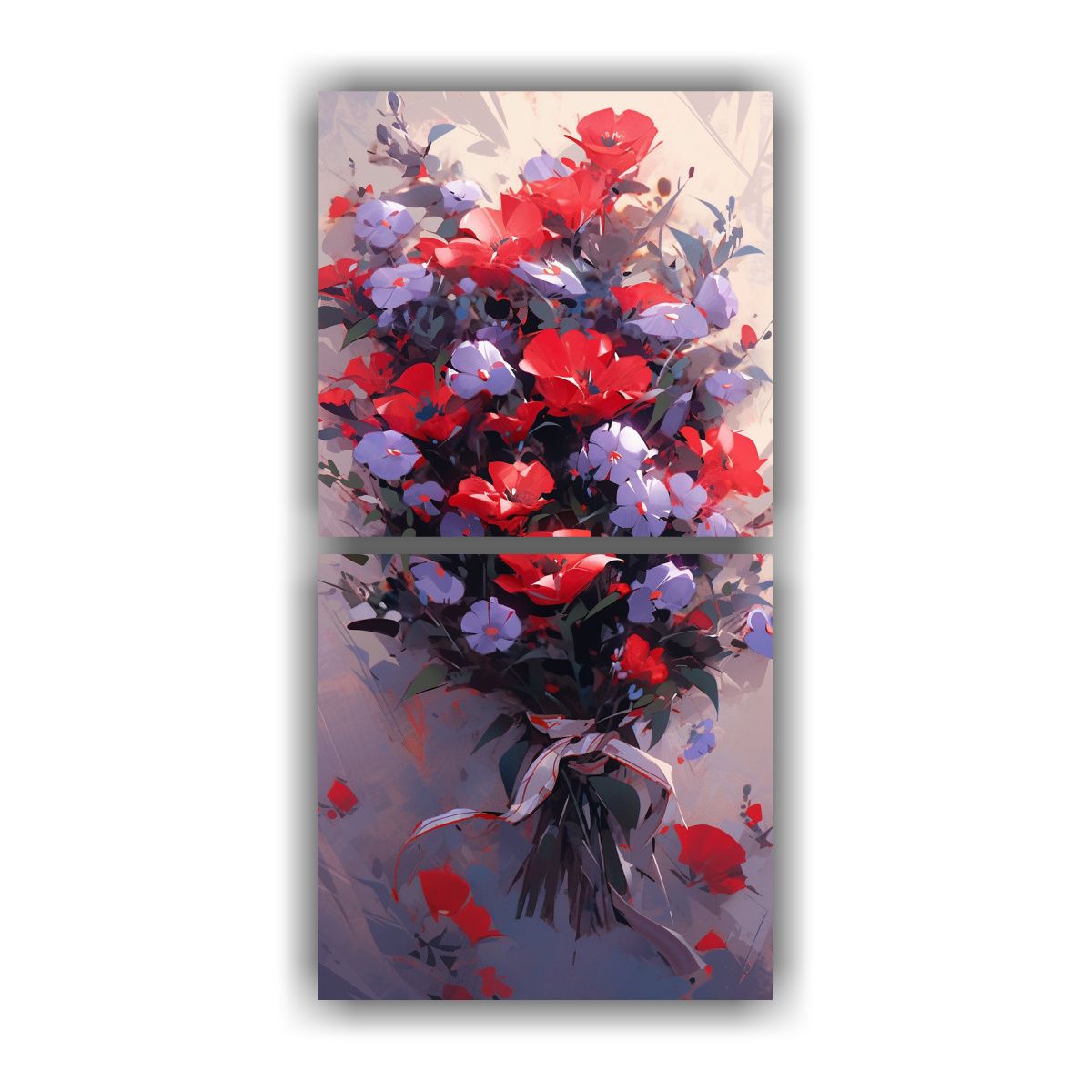 GENERICO - Pintura De Flores Moradas Y Rojas En Lienzo Para 80x160 Cm