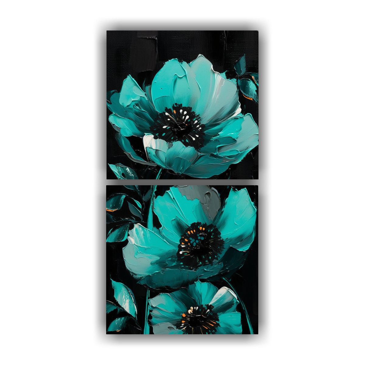 GENERICO - Cuadros Movimiento Temática Turquesa Y Negros 70x140 Cm