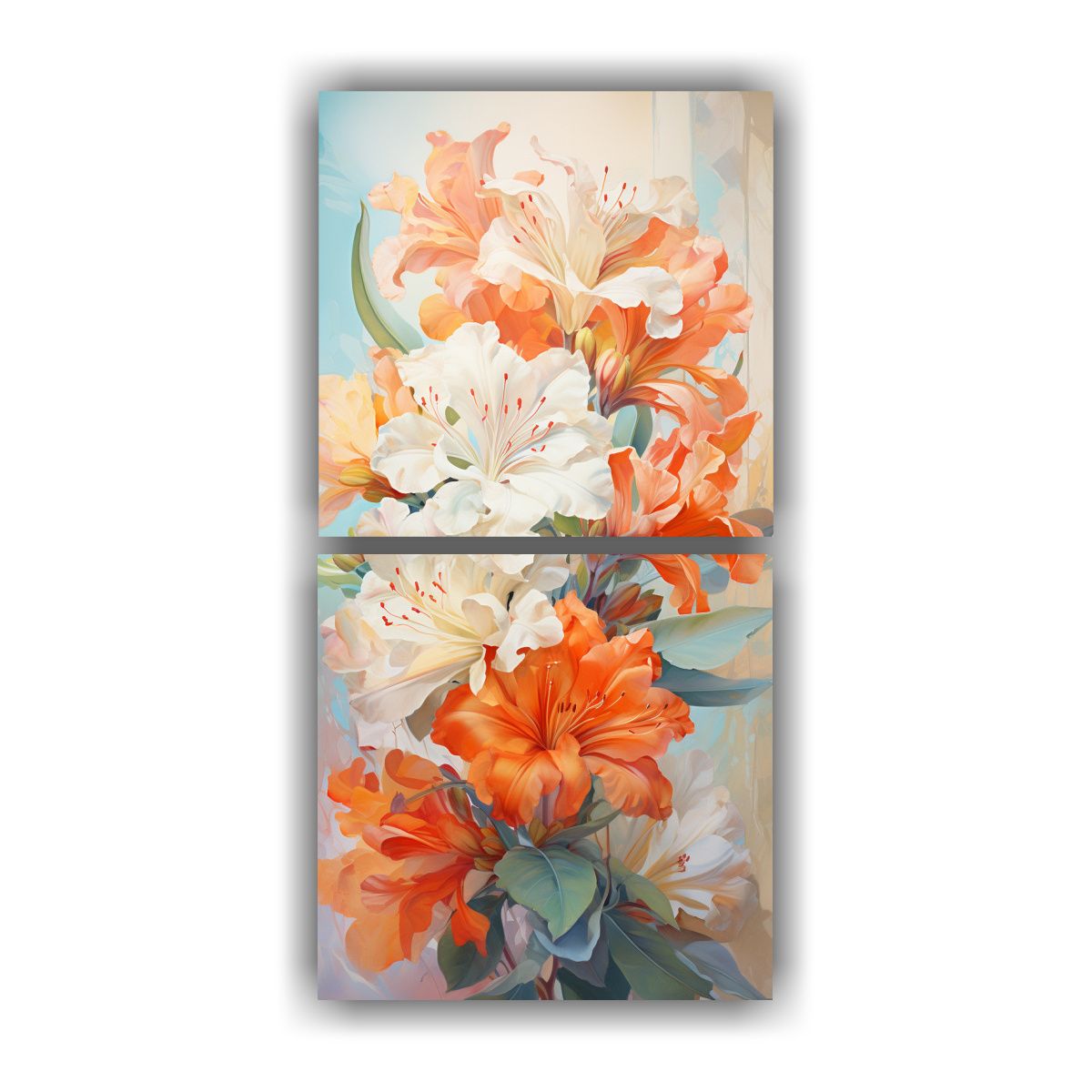 GENERICO - Cuadro Abstracto De Flores De Rododendro Blanco Y 70x140 Cm