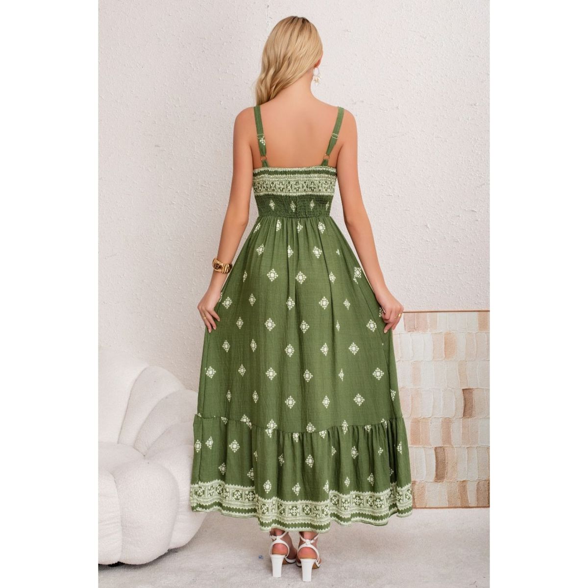 LIKE SHOP - Maxi Vestido Mujer Largo Holgado Pabilos Estampado 3360