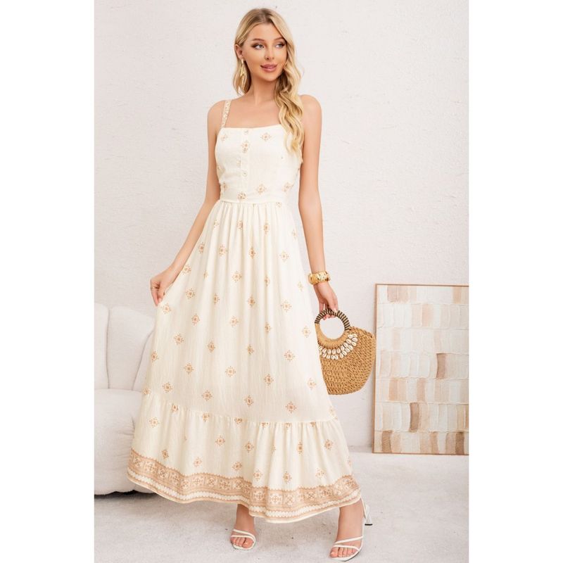 MPROPIA - Maxi Vestido Mujer Largo Holgado Pabilos Estampado 3360