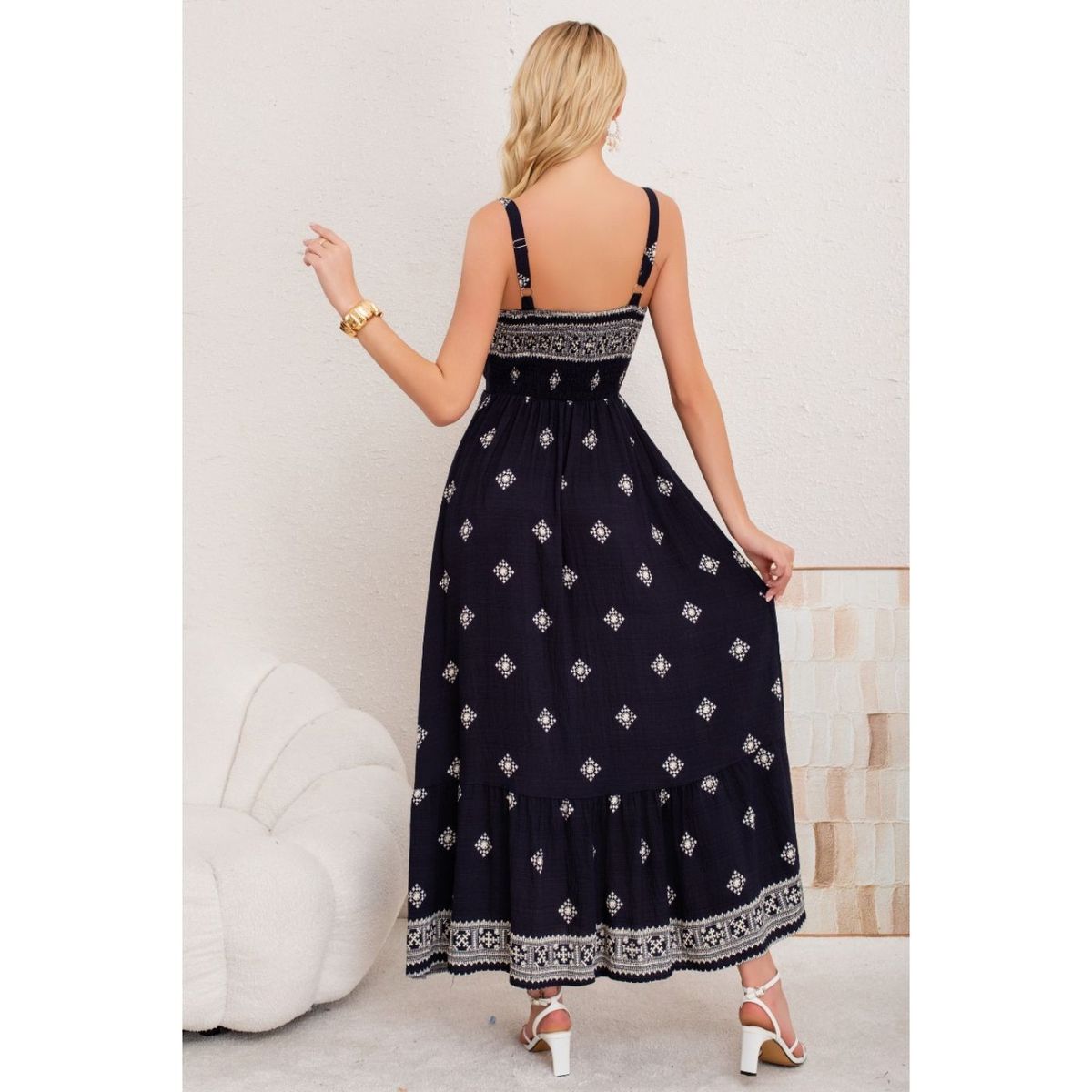 LIKE SHOP - Maxi Vestido Mujer Largo Holgado Pabilos Estampado 3360