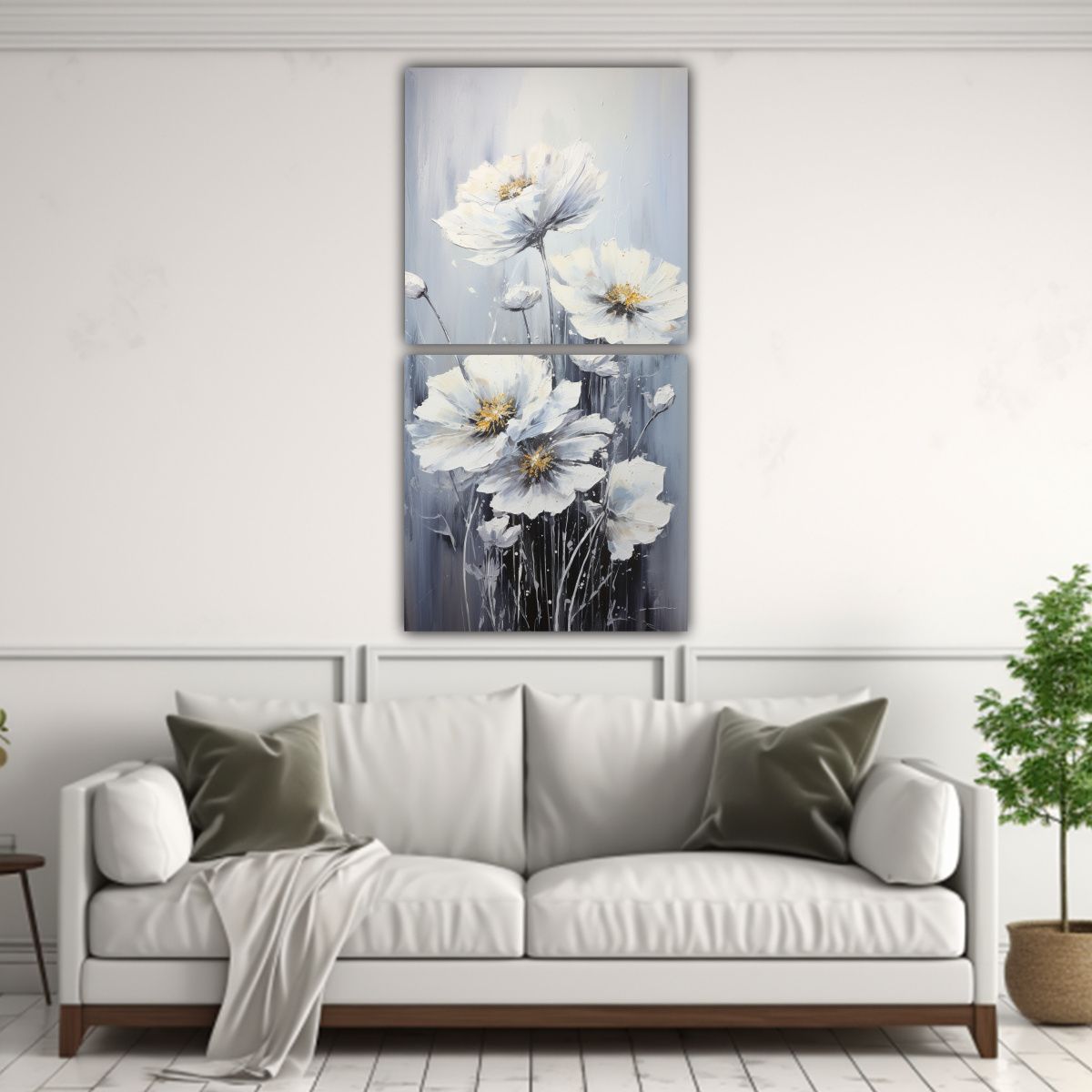 GENERICO - Pintura De Flores En Lienzo Estilo Decorativo 80x160 Cm