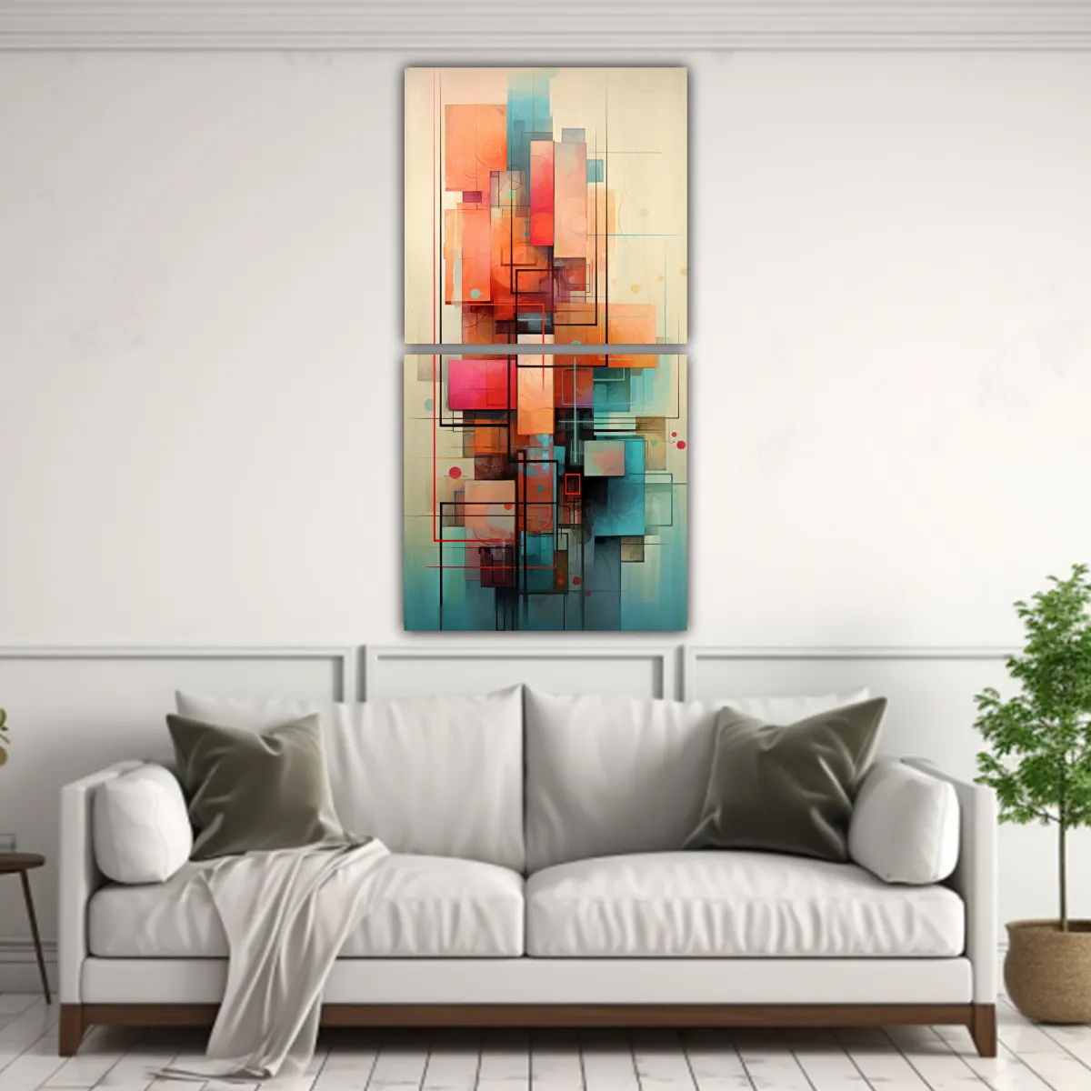GENERICO - Cuadros Abstractos Alta Resolución Para Living 70x140 Cm