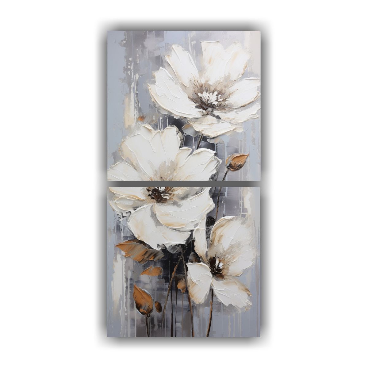 GENERICO - Dos Cuadros Modernos De Tema Floral En Colores 80x160 Cm