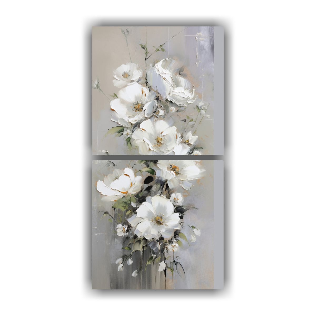 GENERICO - Pintura En Lienzo De Flores En Colores Blanco Y 70x140 Cm