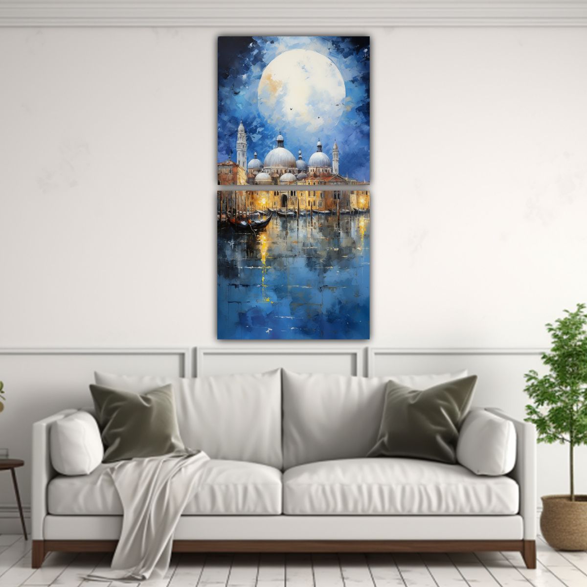 GENERICO - Pinturas Abstractas Silvers Y Azules 70x140 Cm