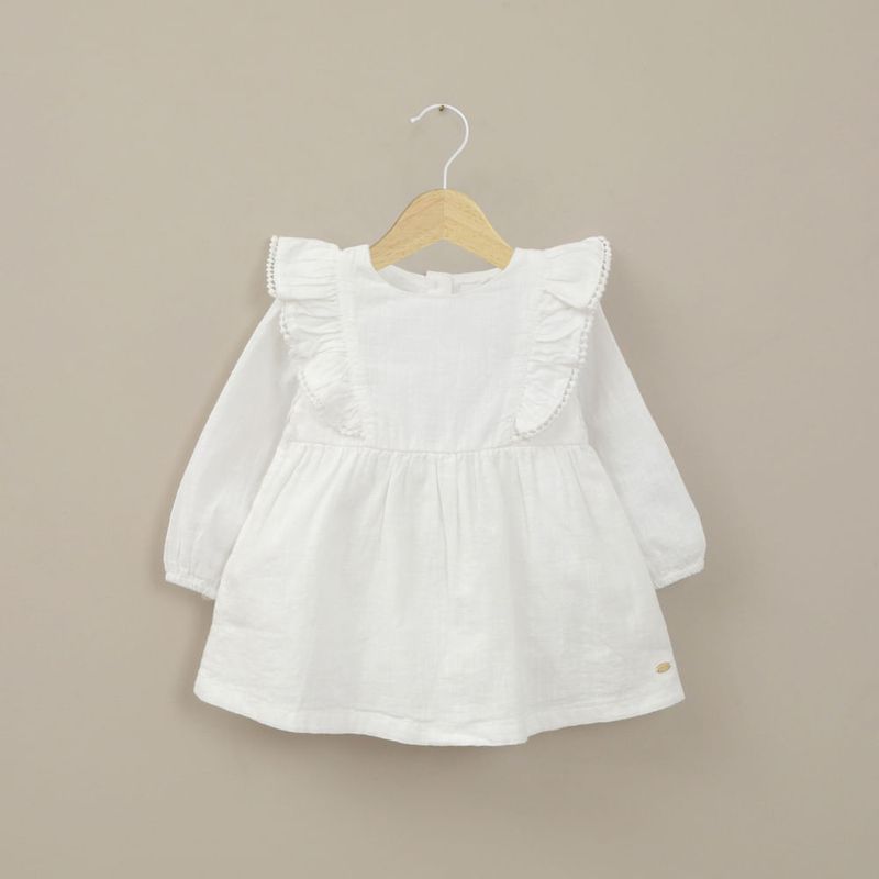 OPALINE - Vestido manga larga blanco de niña
