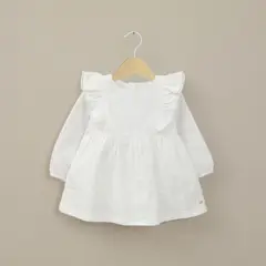 OPALINE - Vestido manga larga blanco de niña