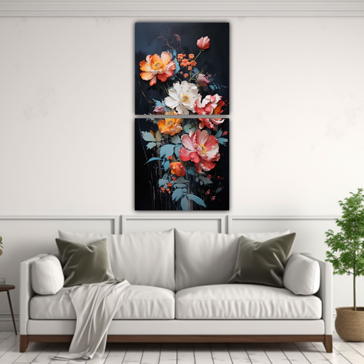 GENERICO - Pinturas De Flores Negras En Lienzo Estilo 70x140 Cm