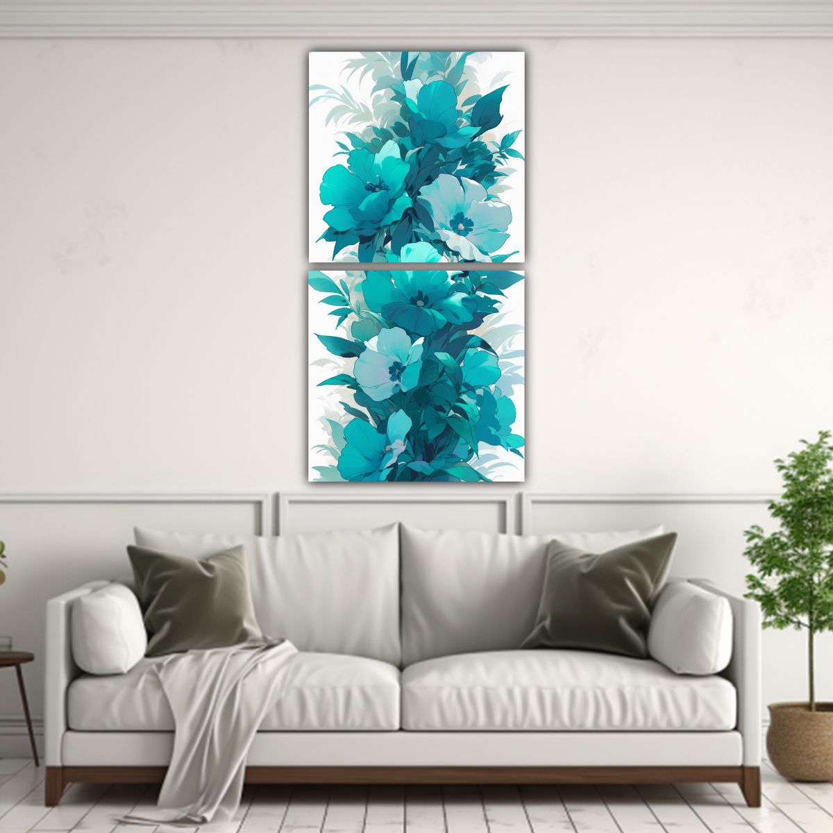 GENERICO - Cuadros Expresión Calma Verde Y Turquesa 70x140 Cm