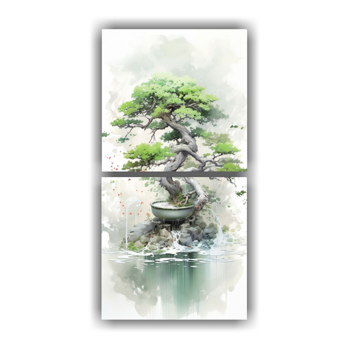 GENERICO - Pintura Abstracta Acuarela árbol Bonsái Blanco 80x160 Cm
