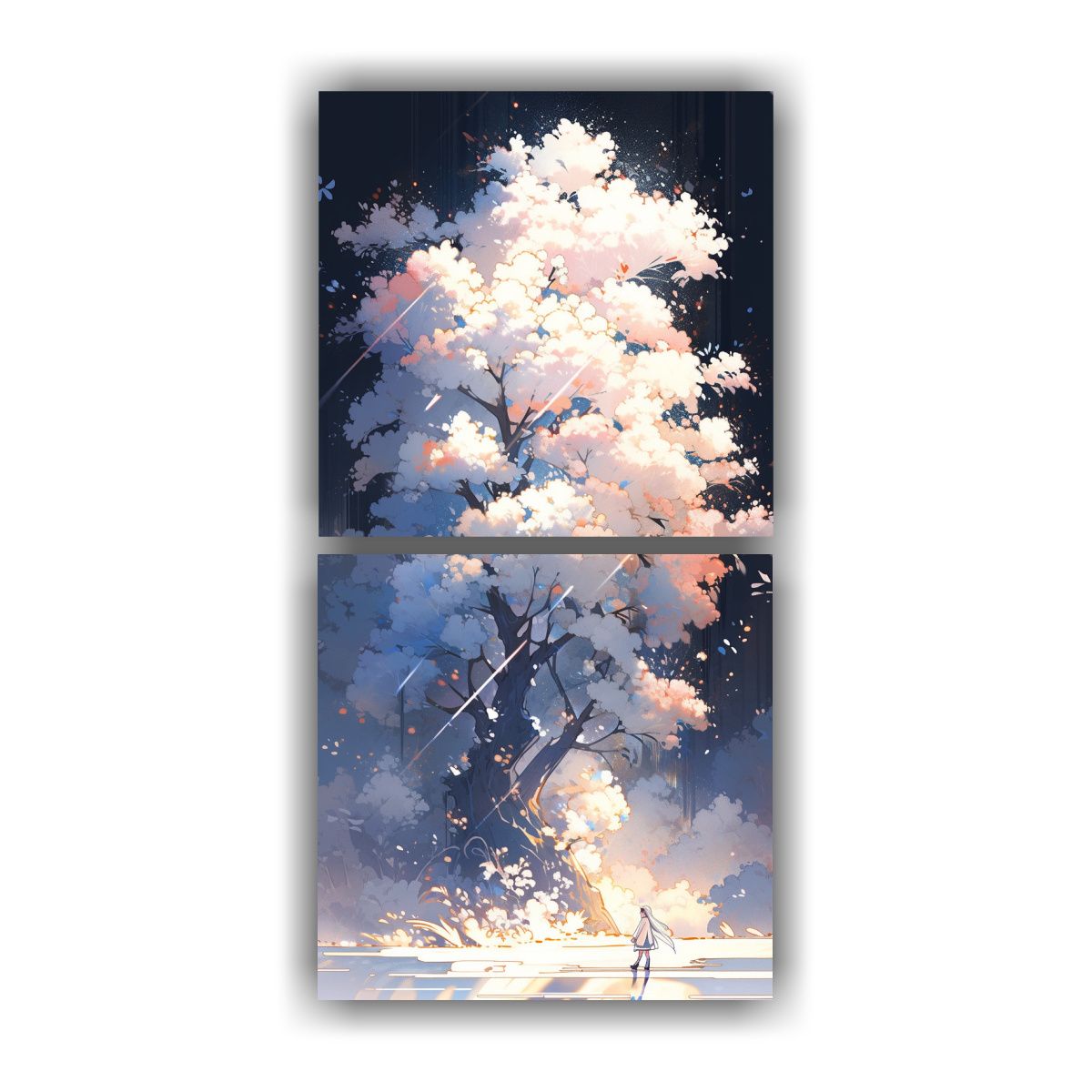 GENERICO - 2 Lienzos De Tela Cuadro Figuras Árbol De Aliso 70x140 Cm