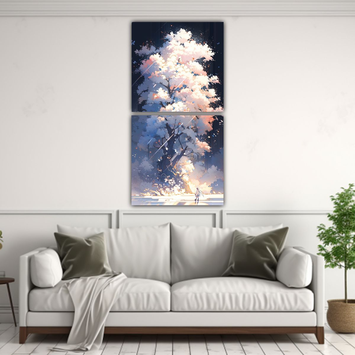 GENERICO - 2 Lienzos De Tela Cuadro Figuras Árbol De Aliso 70x140 Cm