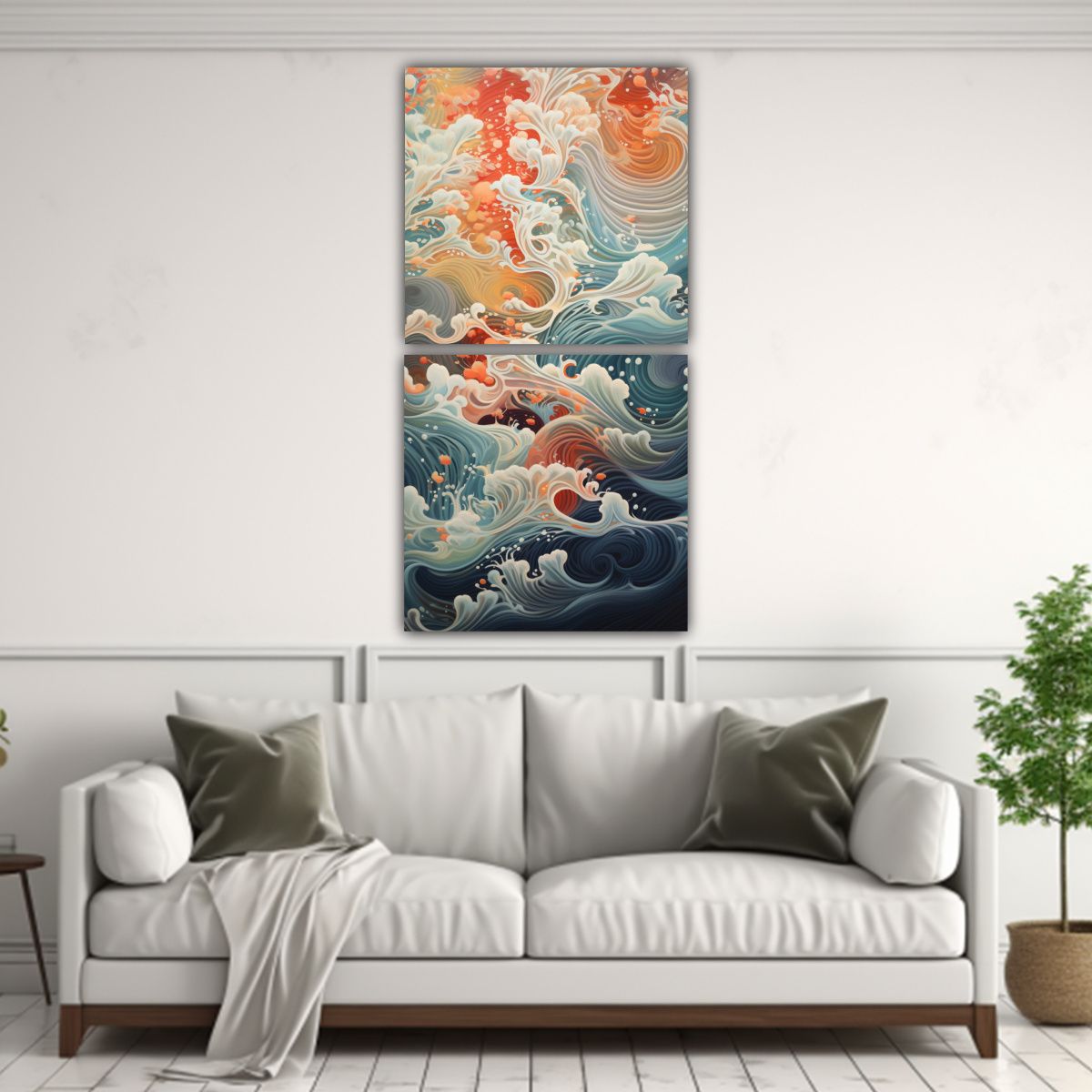 GENERICO - Pintura Decorativa Diptico Creativa Con Patrones 80x160 Cm