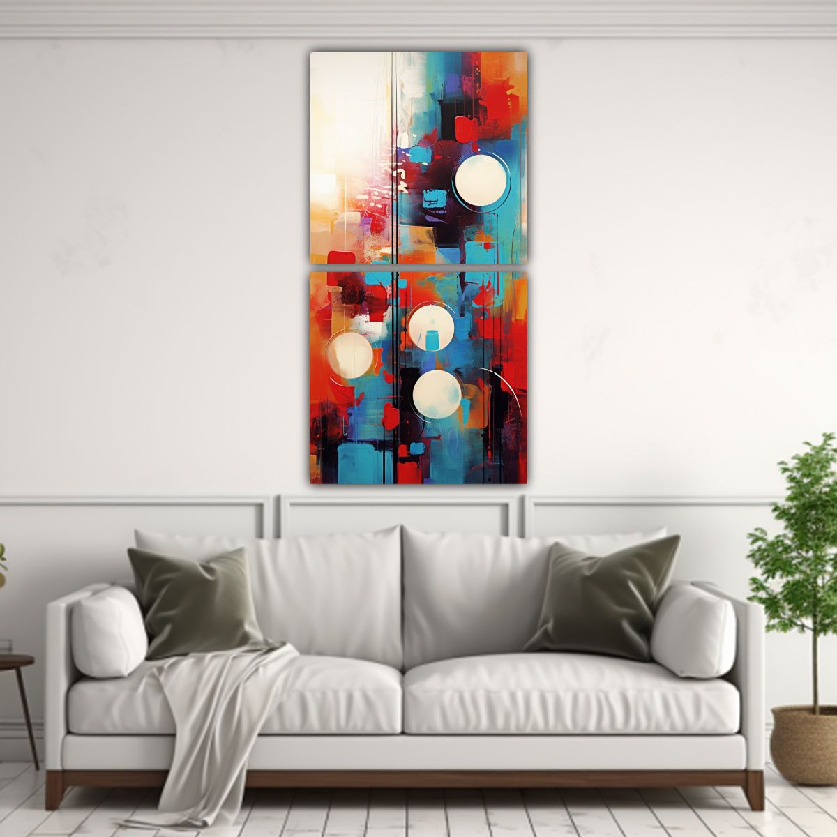 GENERICO - Pintura Abstracta Diptico Moderno Combinación 70x140 Cm