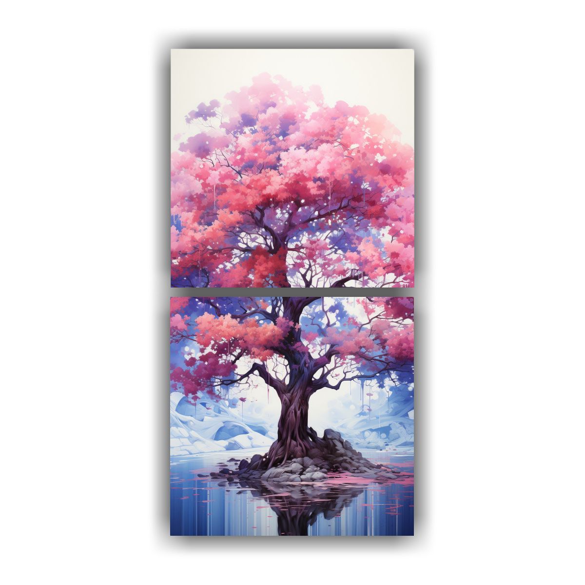 GENERICO - Pintura Abstracta En Acuarela De Colores Rosa Y 80x160 Cm