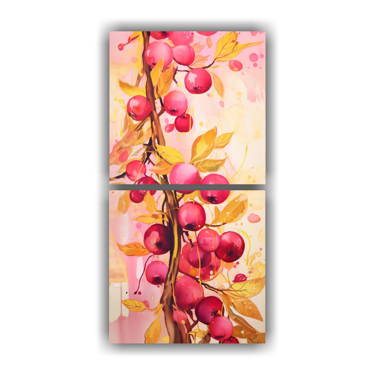 GENERICO - Pinturas Decorativas Árboles Frutales En Dorado 70x140 Cm