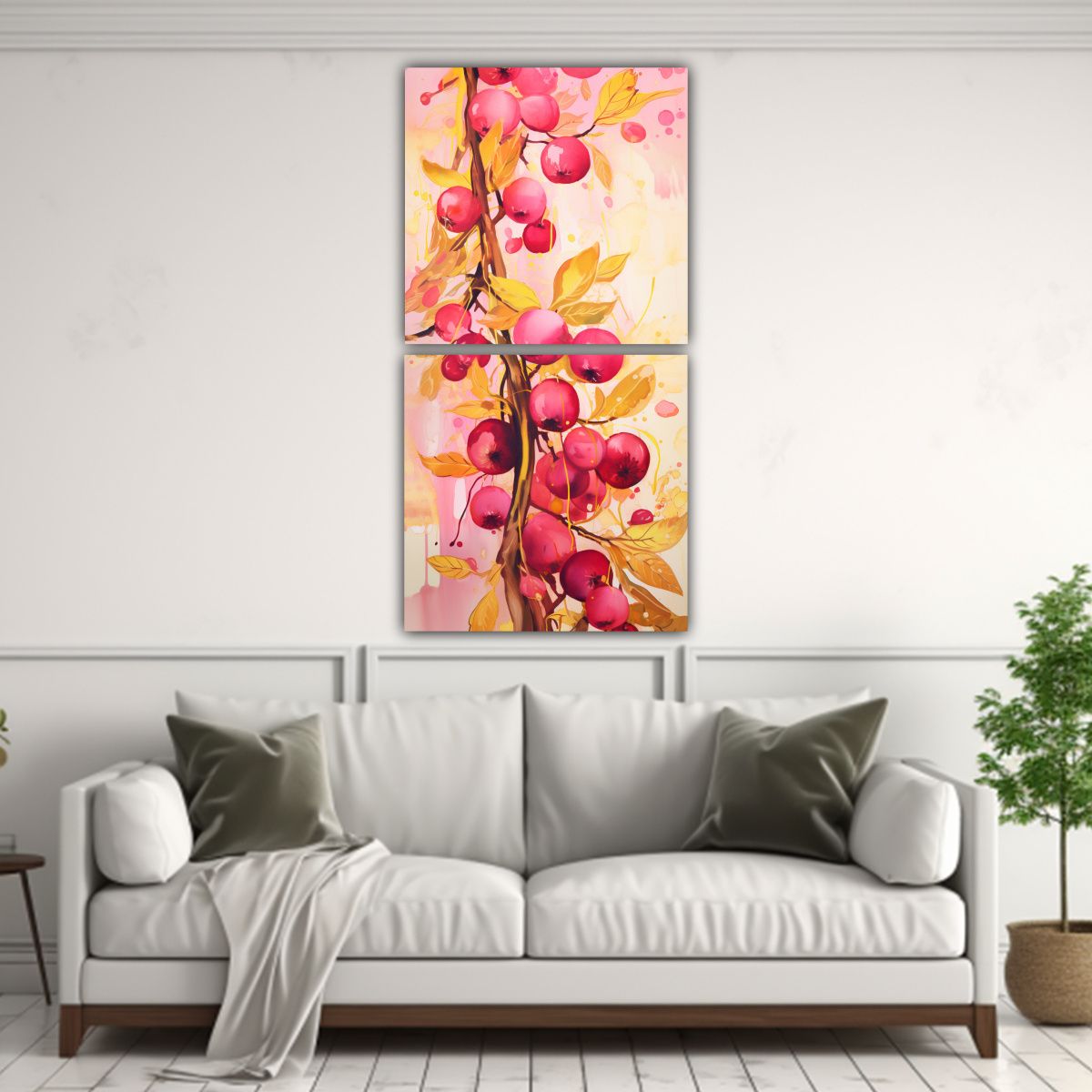 GENERICO - Pinturas Decorativas Árboles Frutales En Dorado 70x140 Cm