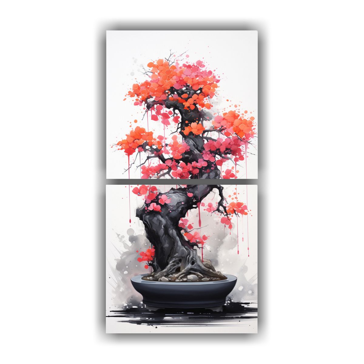 GENERICO - Dos Composiciones Calidos Época A Fuchsia Bonsai 70x140 Cm