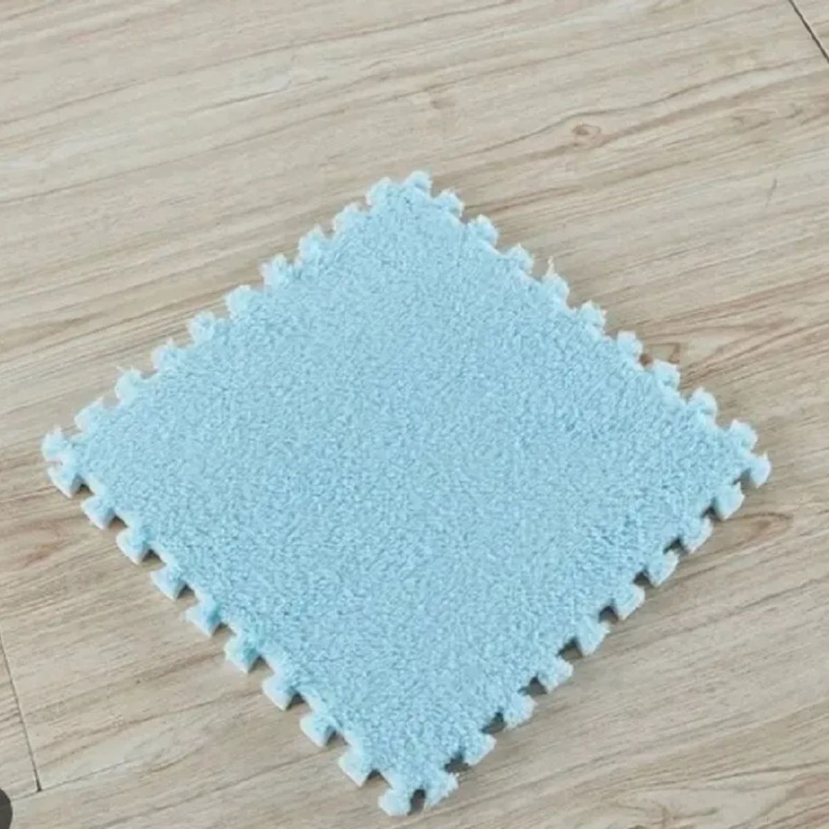 GENERICO - Pack 10 Alfombras Shaggy Rompecabezas Celeste