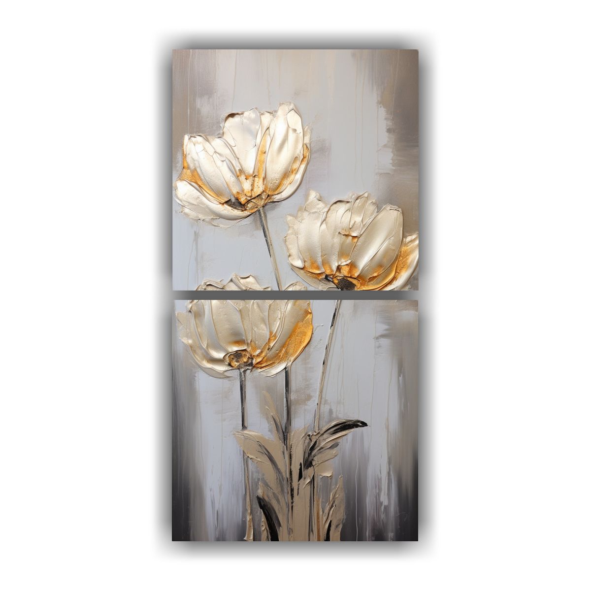 GENERICO - Lienzos Inspirador Con Tulipanes Dorados En 80x160 Cm