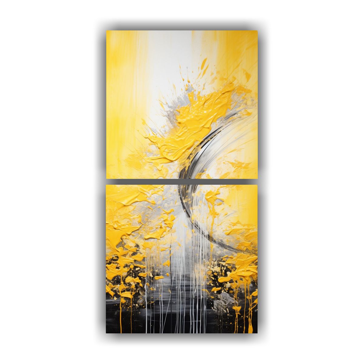 GENERICO - Pintura Amarilla Y Plateada Estilo Decorativo 70x140 Cm