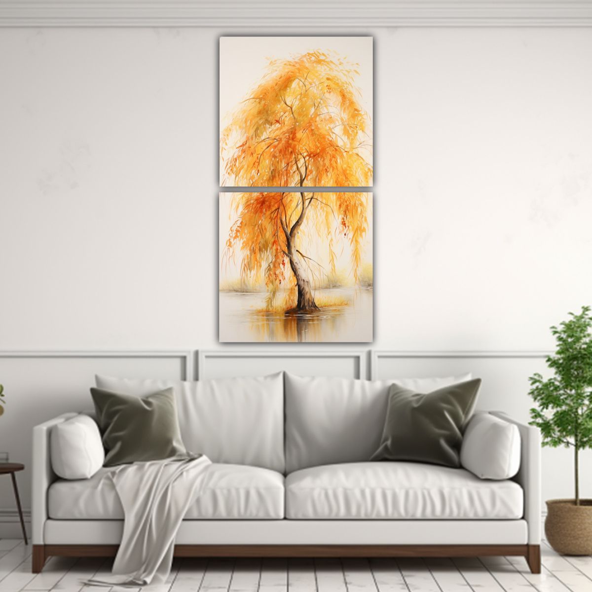 GENERICO - Pintura Abstracta De Sauce De Los Colores Naranja 70x140 Cm