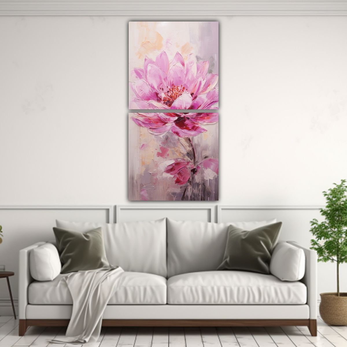 GENERICO - Conjunto 2 Cuadros En Bastidor Abstracto Flor De 80x160 Cm