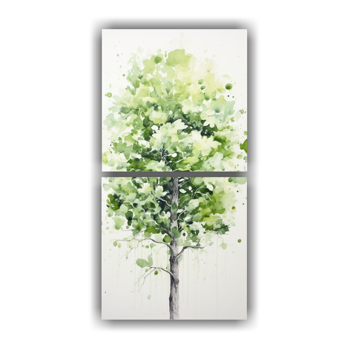 GENERICO - Pintura Abstracta De árbol Verde Y Blanco 70x140 Cm