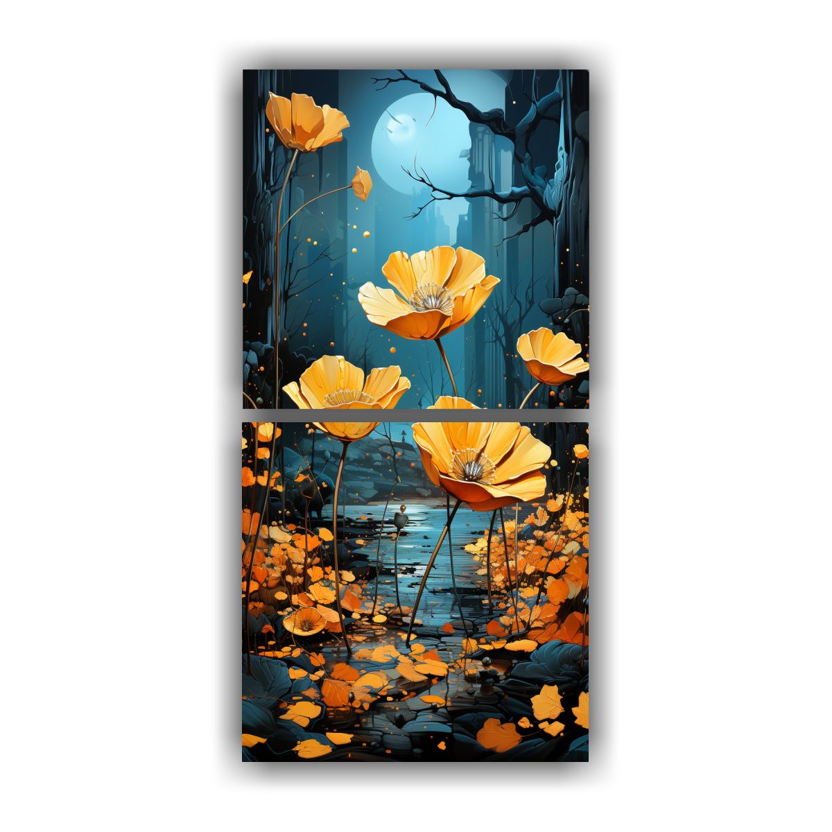 GENERICO - Cuadro Decorativo De Fig Tree En Colores Amarillo 70x140 Cm