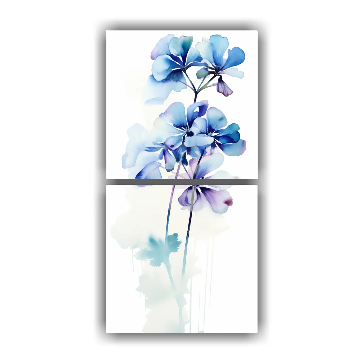 GENERICO - Pintura Abstracta Flores Geranio Blanco Y Azul 70x140 Cm
