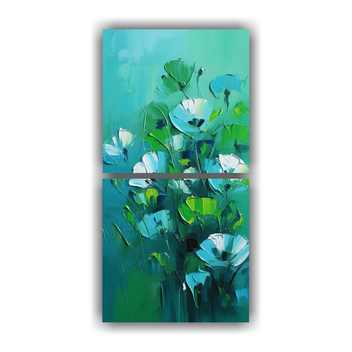 GENERICO - Pintura De Flores En Lienzo En Colores Verde Y 70x140 Cm