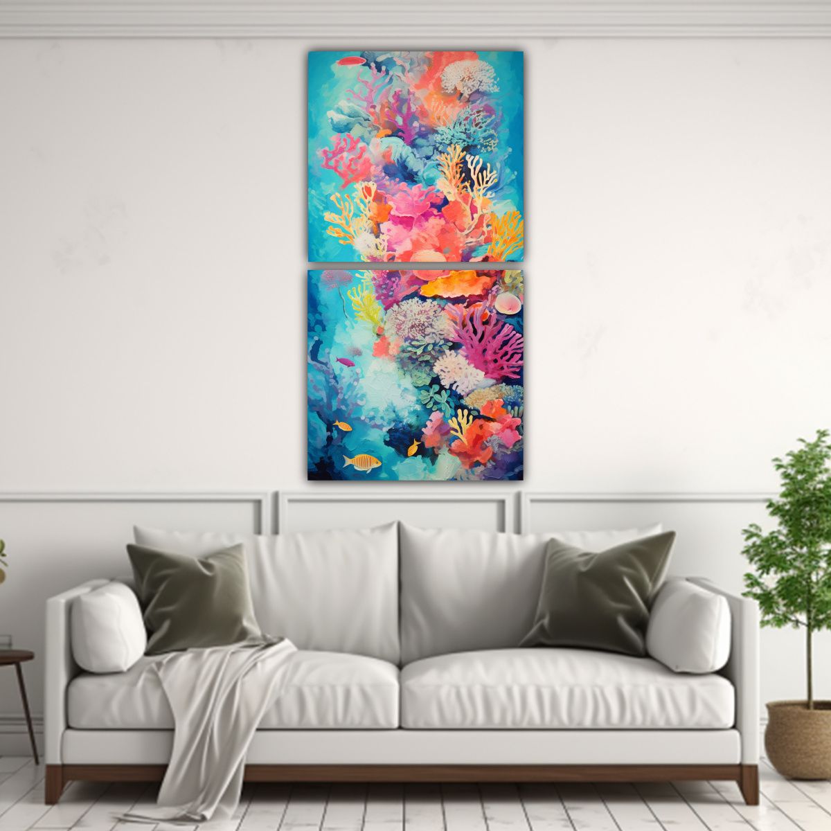GENERICO - Arte De Pared Abstracto Inspirado En Coral 80x160 Cm