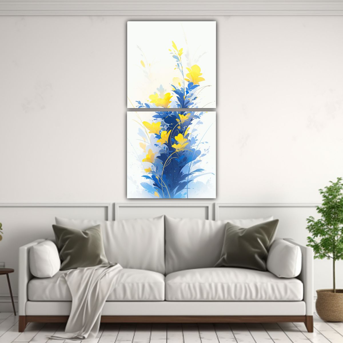 GENERICO - Pinturas Abstractas Exuberantes Amarillo Y Azul 80x160 Cm