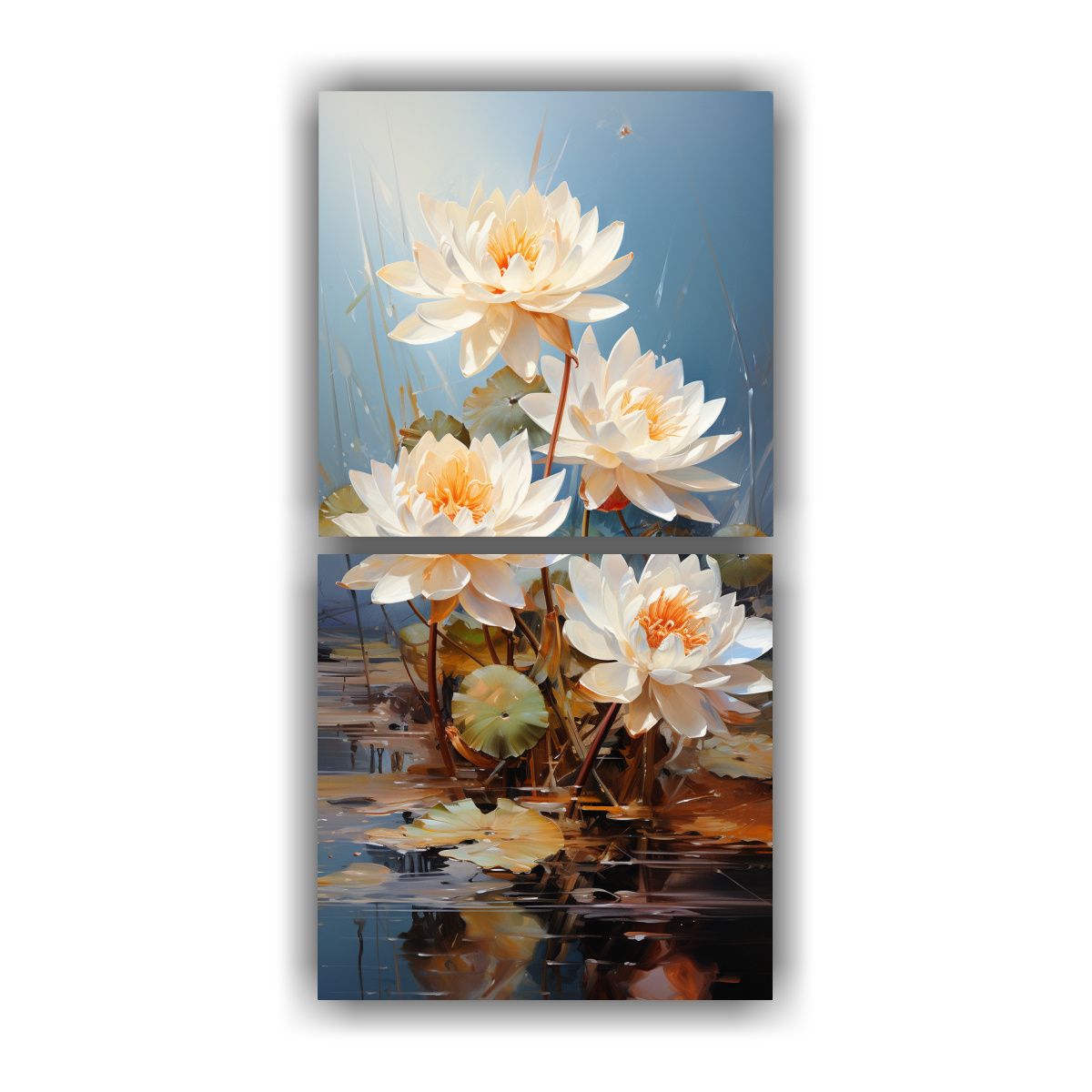 GENERICO - Pinturas Abstractas Acuarela De Lotos Blancos En 80x160 Cm