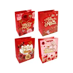 GENERICO - Bolsa de Regalo Feliz Dia Mama Rosas X 12 Unidades 18x23cm