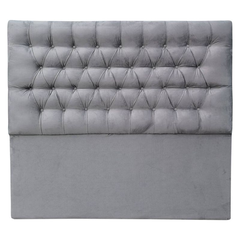 VINTAGE MOBEL - Respaldo de cama capitone 1.5 plaza Felpa Gris Claro 
