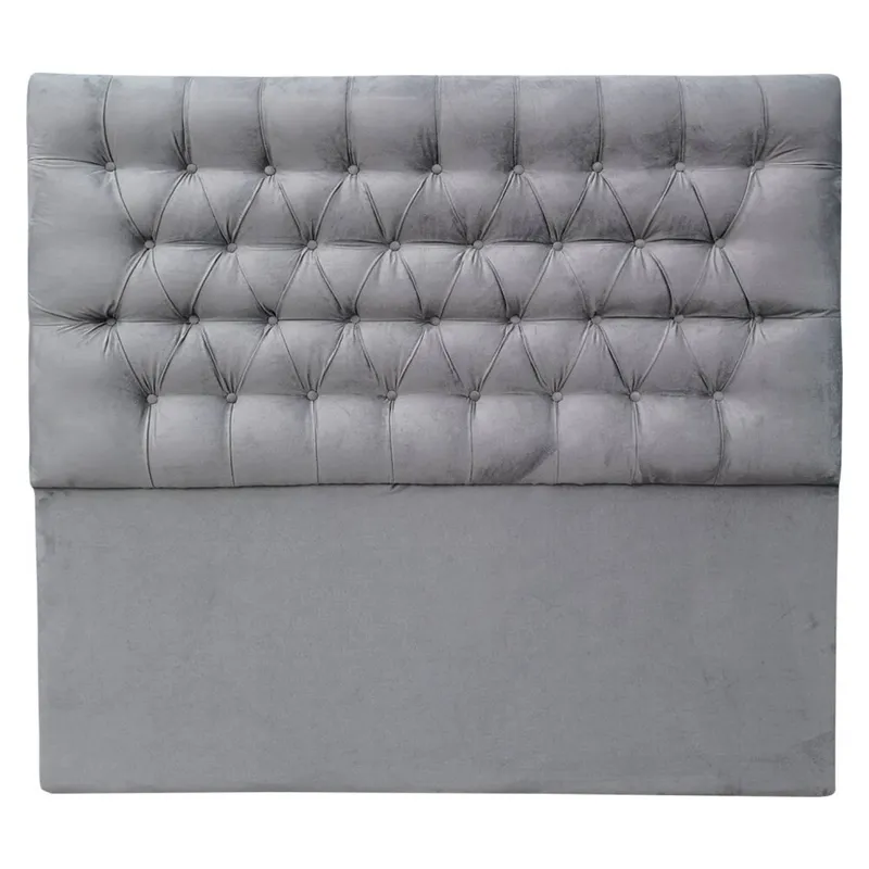 VINTAGE MOBEL - Respaldo de cama capitone 2 plazas Felpa Gris Claro 