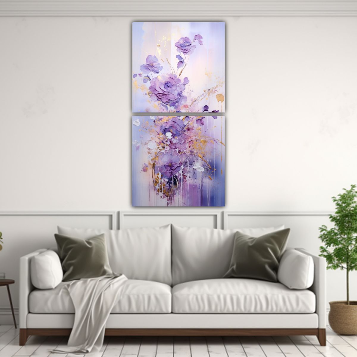 GENERICO - Pintura Morado Y Dorado Estilo Exclusivo 80x160 Cm