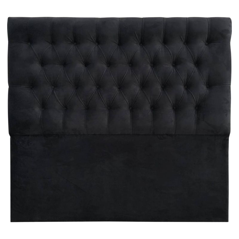 VINTAGE MOBEL - Respaldo de cama capitone 1.5 plaza Felpa Negra