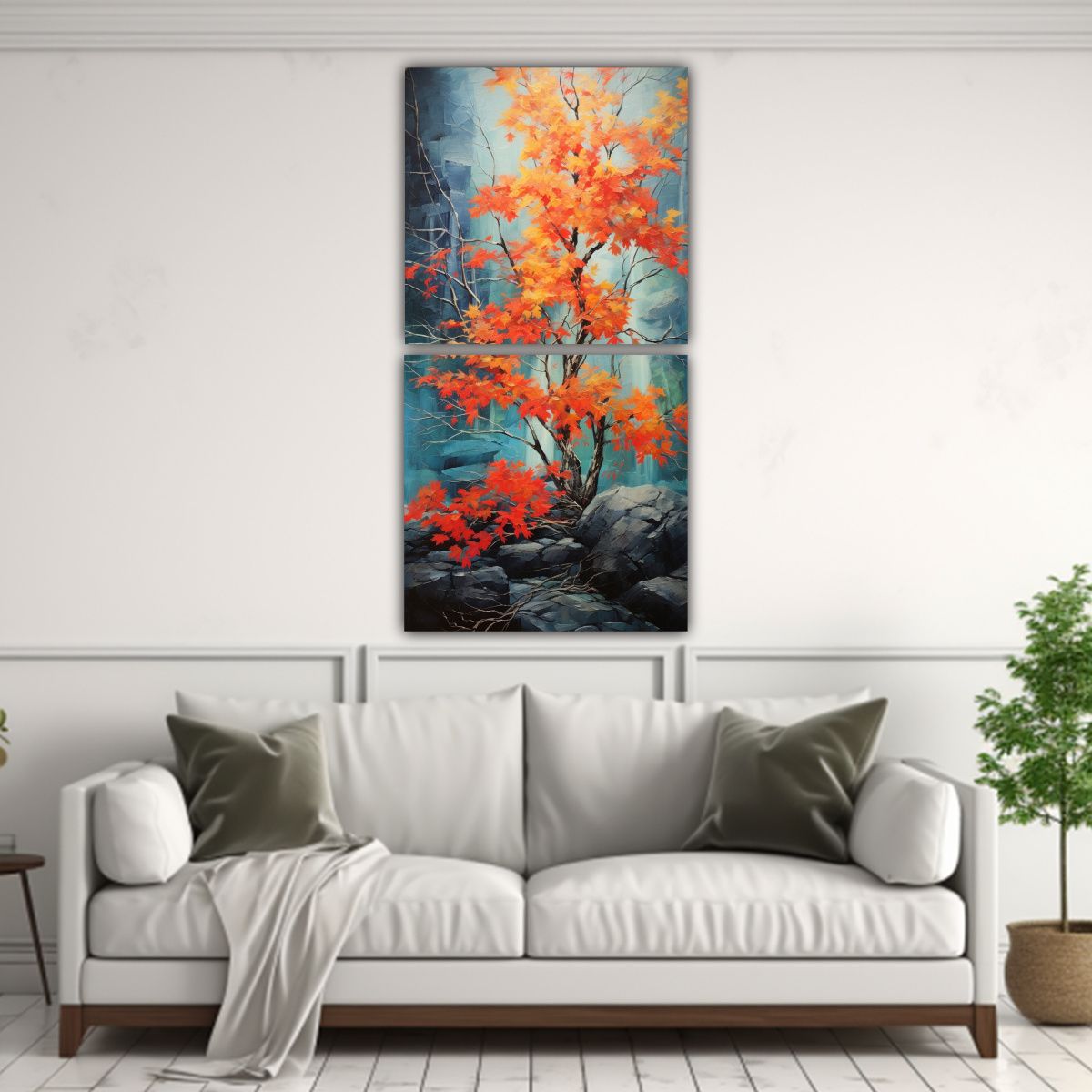 GENERICO - Pintura Abstracta De árboles De Arce De Alta 80x160 Cm